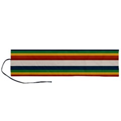Rainbow Stripes Roll Up Canvas Pencil Holder (l) by tmsartbazaar
