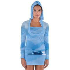 Aquamarine Long Sleeve Hooded T-shirt by Janetaudreywilson