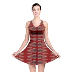 Red Grey Ikat Pattern Reversible Skater Dress by SpinnyChairDesigns