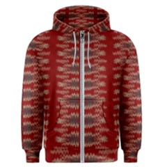 Red Grey Ikat Pattern Men s Zipper Hoodie by SpinnyChairDesigns