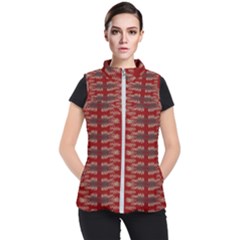 Red Grey Ikat Pattern Women s Puffer Vest by SpinnyChairDesigns