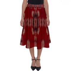 Red Grey Ikat Pattern Perfect Length Midi Skirt by SpinnyChairDesigns