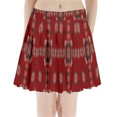 Red Grey Ikat Pattern Pleated Mini Skirt by SpinnyChairDesigns