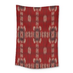 Red Grey Ikat Pattern Small Tapestry by SpinnyChairDesigns