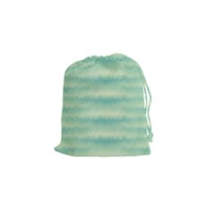 Light Green Turquoise Ikat Pattern Drawstring Pouch (small) by SpinnyChairDesigns