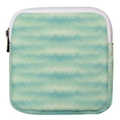 Light Green Turquoise Ikat Pattern Mini Square Pouch by SpinnyChairDesigns