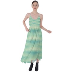 Light Green Turquoise Ikat Pattern Tie Back Maxi Dress by SpinnyChairDesigns