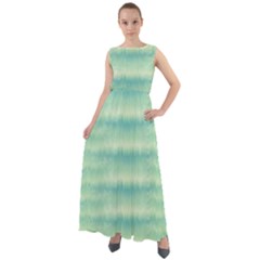 Light Green Turquoise Ikat Pattern Chiffon Mesh Boho Maxi Dress by SpinnyChairDesigns