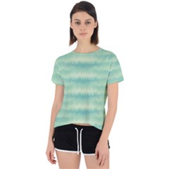 Light Green Turquoise Ikat Pattern Open Back Sport Tee by SpinnyChairDesigns