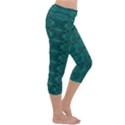 Teal Ikat Pattern Capri Yoga Leggings View3