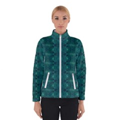 Teal Ikat Pattern Winter Jacket by SpinnyChairDesigns