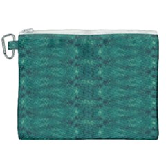 Teal Ikat Pattern Canvas Cosmetic Bag (xxl) by SpinnyChairDesigns