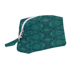 Teal Ikat Pattern Wristlet Pouch Bag (medium) by SpinnyChairDesigns