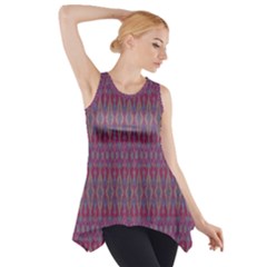Red Blue Ikat Pattern Side Drop Tank Tunic by SpinnyChairDesigns