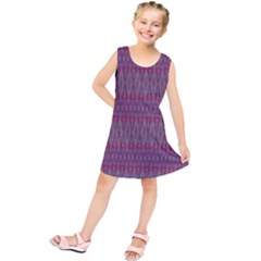 Red Blue Ikat Pattern Kids  Tunic Dress by SpinnyChairDesigns