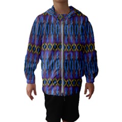 Purple Blue Ikat Stripes Kids  Hooded Windbreaker by SpinnyChairDesigns