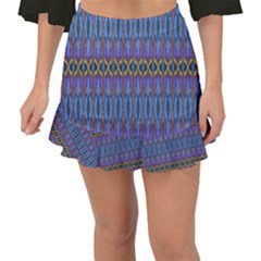 Purple Blue Ikat Stripes Fishtail Mini Chiffon Skirt