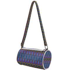 Purple Blue Ikat Stripes Mini Cylinder Bag by SpinnyChairDesigns