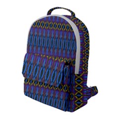 Purple Blue Ikat Stripes Flap Pocket Backpack (large)