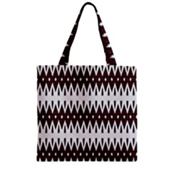 Brown And White Ikat Zipper Grocery Tote Bag by SpinnyChairDesigns