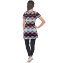 Brown and White Ikat Puff Sleeve Tunic Top View2