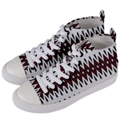 Brown And White Ikat Women s Mid-top Canvas Sneakers by SpinnyChairDesigns