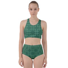 Dark Mint Green Geometric Racer Back Bikini Set by SpinnyChairDesigns