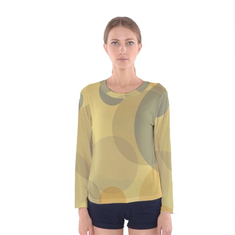 Yellow Grey Large Polka Dots Women s Long Sleeve Tee by SpinnyChairDesigns