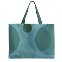 Teal Turquoise Blue Large Polka Dots Zipper Mini Tote Bag