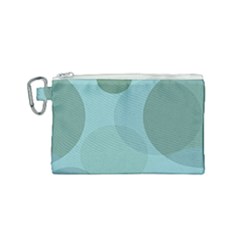 Teal Turquoise Blue Large Polka Dots Canvas Cosmetic Bag (small) by SpinnyChairDesigns