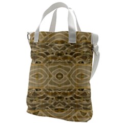 Ecru And Brown Intricate Pattern Canvas Messenger Bag by SpinnyChairDesigns