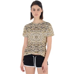 Ecru And Brown Intricate Pattern Open Back Sport Tee by SpinnyChairDesigns