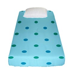 Blue Teal Green Polka Dots Fitted Sheet (single Size) by SpinnyChairDesigns