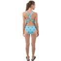 Blue Teal Green Polka Dots Cut-Out Back One Piece Swimsuit View2