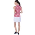 Coral Pink and White Circles Polka Dots Women s Sleeveless Polo Tee View2