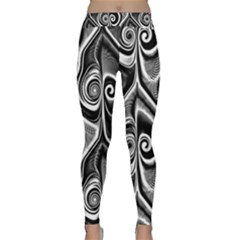 Abstract Black And White Swirls Spirals Classic Yoga Leggings by SpinnyChairDesigns