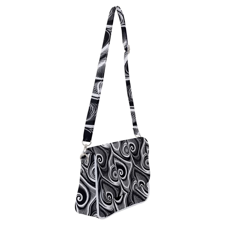 Abstract Black and White Swirls Spirals Shoulder Bag with Back Zipper