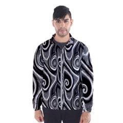 Abstract Black And White Swirls Spirals Men s Windbreaker by SpinnyChairDesigns
