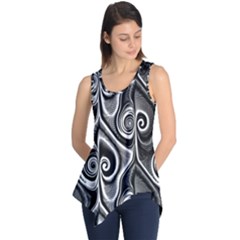 Abstract Black And White Swirls Spirals Sleeveless Tunic by SpinnyChairDesigns