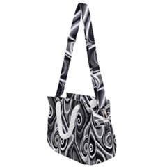 Abstract Black And White Swirls Spirals Rope Handles Shoulder Strap Bag by SpinnyChairDesigns