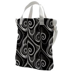 Abstract Black And White Swirls Spirals Canvas Messenger Bag by SpinnyChairDesigns