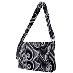 Abstract Black And White Swirls Spirals Full Print Messenger Bag (s) by SpinnyChairDesigns