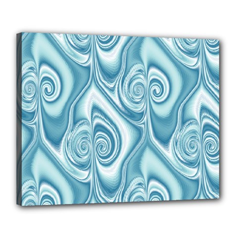 Abstract Blue White Spirals Swirls Canvas 20  X 16  (stretched) by SpinnyChairDesigns
