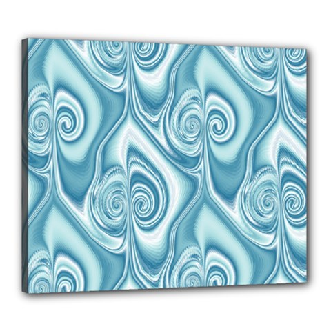 Abstract Blue White Spirals Swirls Canvas 24  X 20  (stretched) by SpinnyChairDesigns