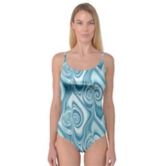 Abstract Blue White Spirals Swirls Camisole Leotard  by SpinnyChairDesigns