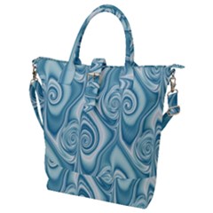 Abstract Blue White Spirals Swirls Buckle Top Tote Bag