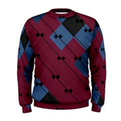 Burgundy Black Blue Abstract Check Pattern Men s Sweatshirt by SpinnyChairDesigns