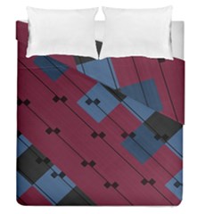 Burgundy Black Blue Abstract Check Pattern Duvet Cover Double Side (queen Size) by SpinnyChairDesigns