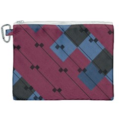 Burgundy Black Blue Abstract Check Pattern Canvas Cosmetic Bag (xxl) by SpinnyChairDesigns