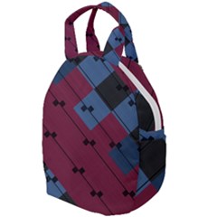 Burgundy Black Blue Abstract Check Pattern Travel Backpacks by SpinnyChairDesigns